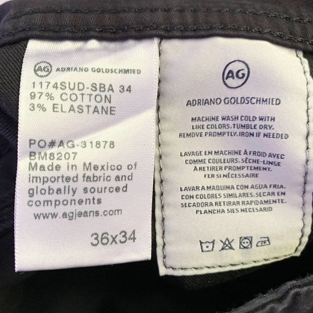 AG Graduate Pants Men's 36x34 fits 36x28 Black Adriano Goldschmied Tailored Leg - Picture 4 of 6